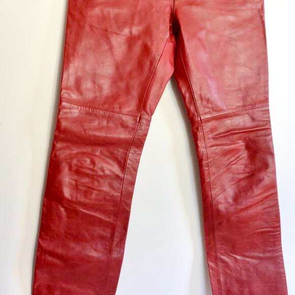 Vintage Gap Red Bootcut Genuine Leather Pants Size 2  Holiday Party Fashion - Picture 9 of 10